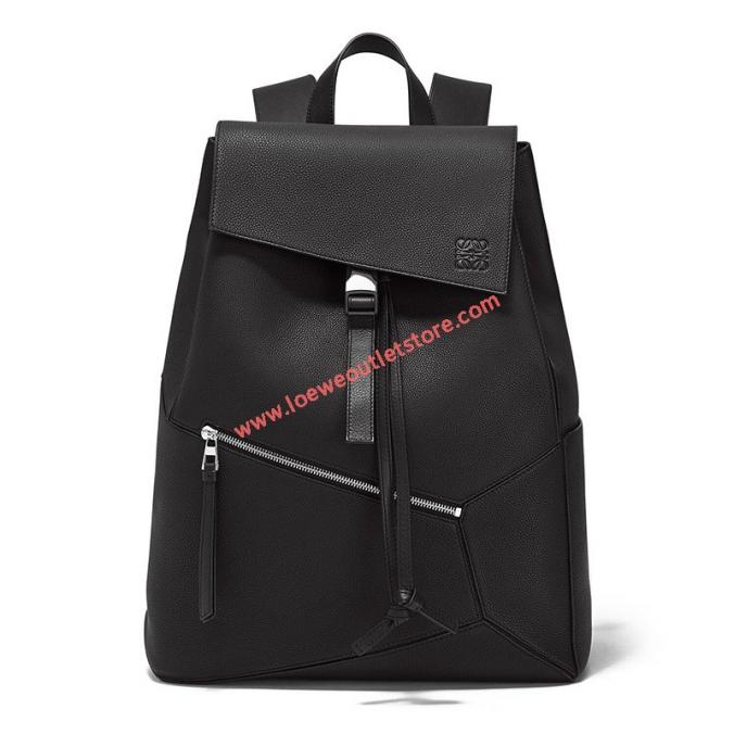 Loewe Puzzle Backpack Grained Calfskin In Black