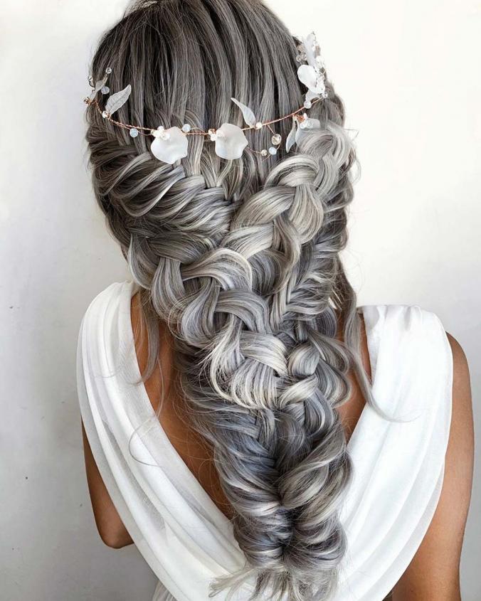 wedding hairstyles braids mermaid fishtail long samirasjewelry