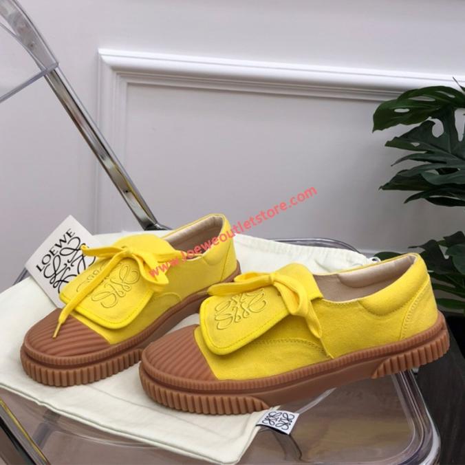 Loewe Anagram Flap Sneaker Women Canvas In Yellow