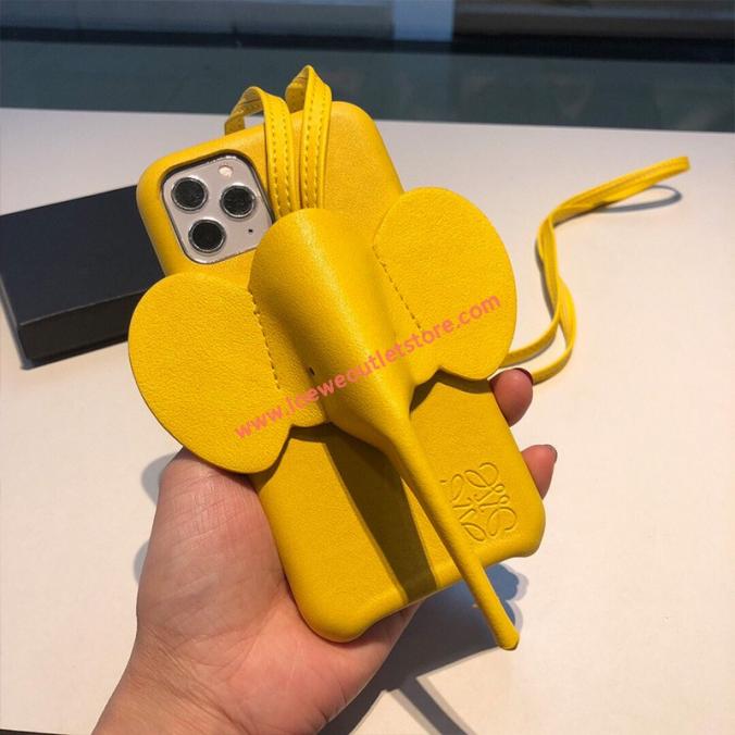 Loewe Elephant Crossbody Phone Case In Yellow