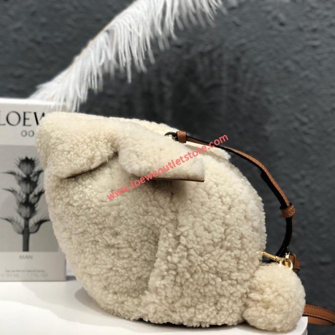 Loewe Mini Bunny Bag Shearling In White