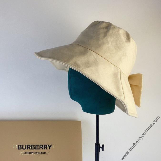 Burberry Bow Cotton Bucket Hat Beige