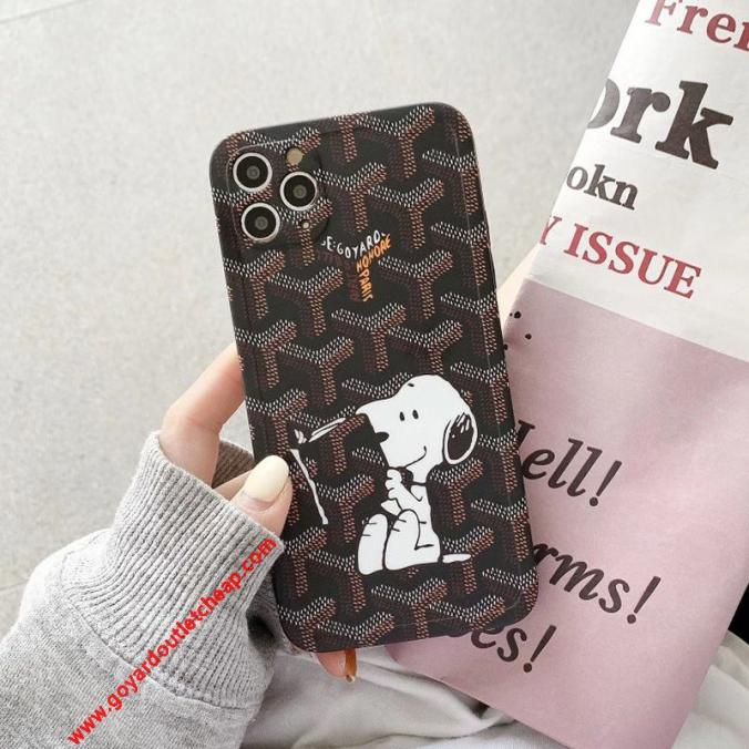 Goyard Goyardine Saint Louis X Reading Snoopy iPhone Case Black