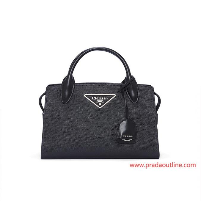 Prada 1BA297 Saffiano leather Kristen Handbag In Black
