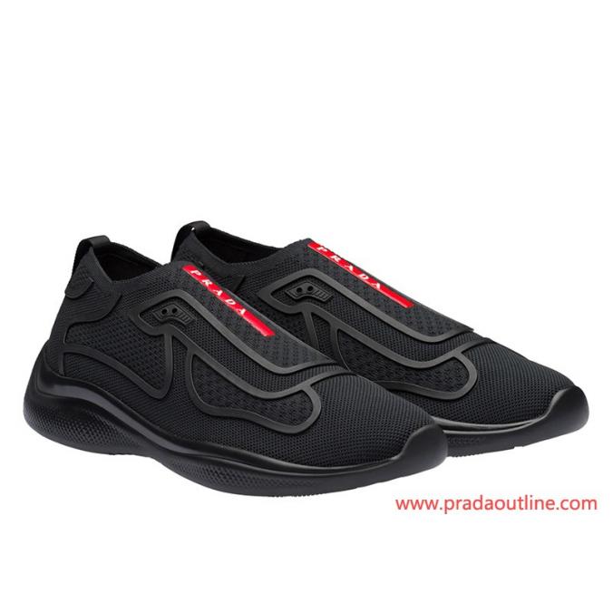 Prada 4E3392 Men Fabric Sneakers In Black
