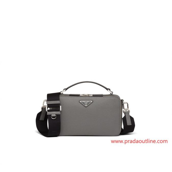 Prada 2VH069 Brique Saffiano Leather Bag In Gray
