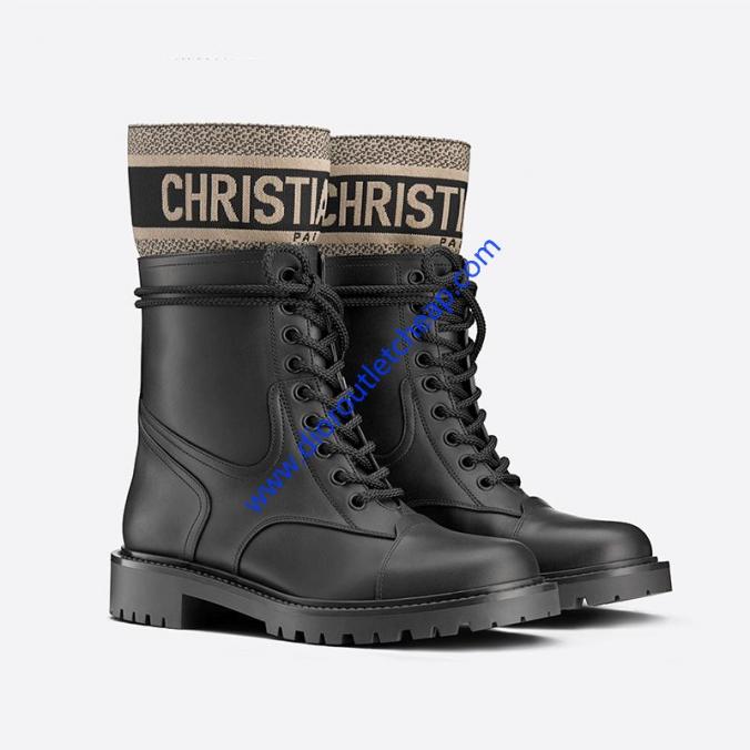 Christian Dior D Major Ankle Boots Women Calfskin and Technical Fabric Black
