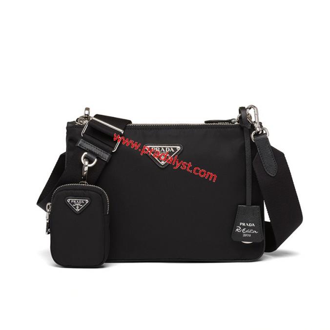 Prada 1BH046 Nylon Re-Edition Shoulder Bag In Black