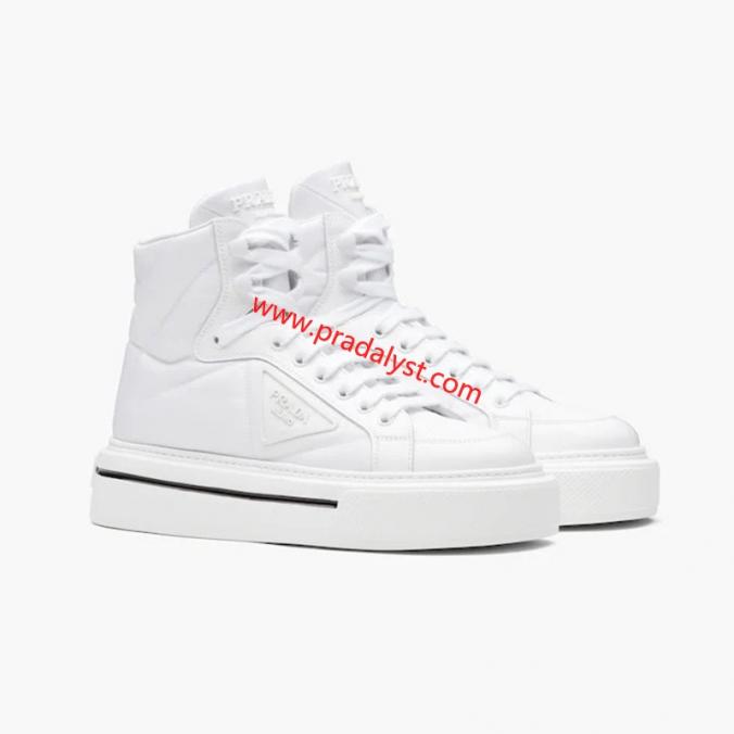 Prada 1T642M Macro Nylon High-top Sneakers Women In White