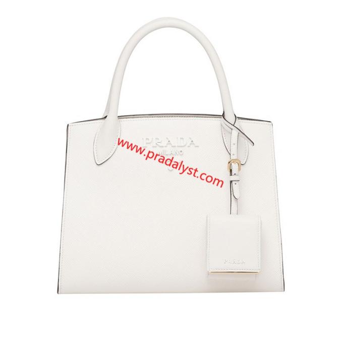 Prada 1BA156 Saffiano Leather Monochrome Bag In White