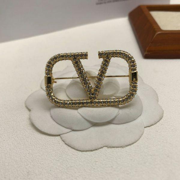 Valentino Garavani Brooch In Crystal Metal Gold
