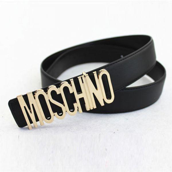 Moschino Logo Buckle Women Large Leather Belt Black
