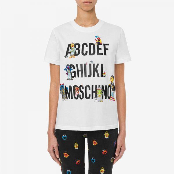 Moschino x Sesame Street Alphabet Women Short Sleeves T-Shirt White