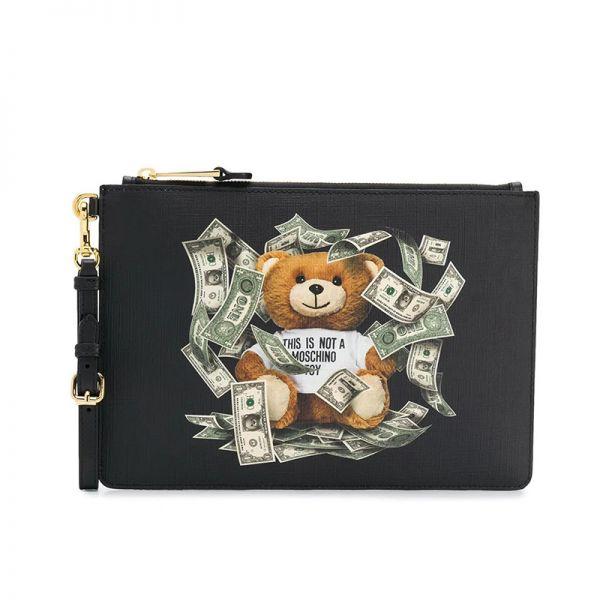 Moschino Dollar Teddy Bear Clutch Black
