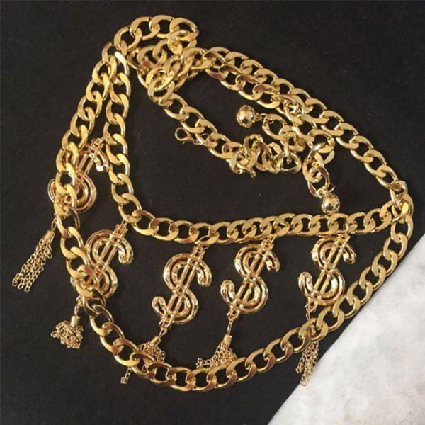 Moschino Dollors Tassels Women Chain Waist Gold