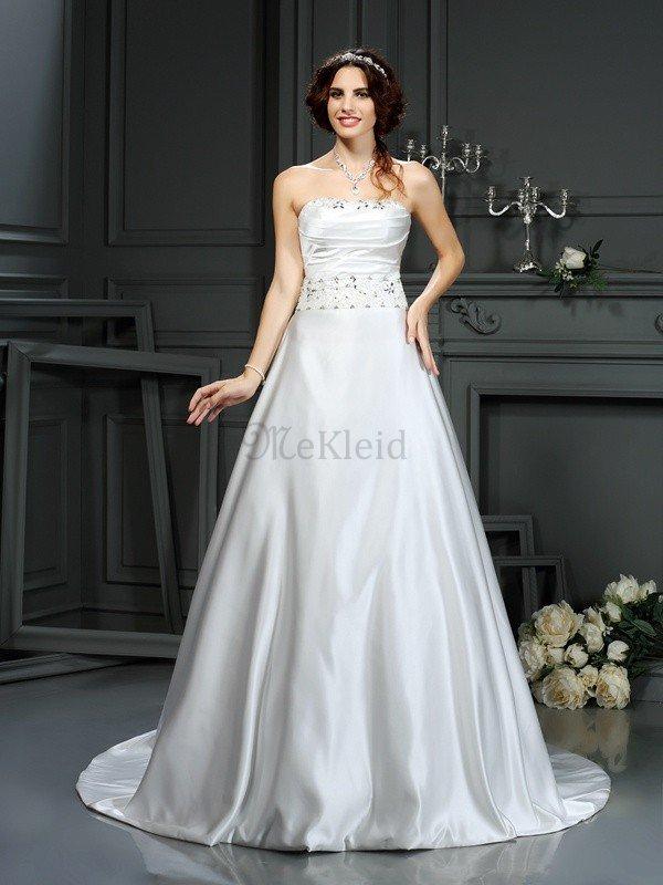 Normale Taille Prinzessin A Linie Ärmelloses Sittsames Brautkleid