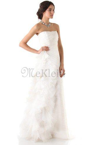 Strand Rückenfreies Sweep Zug Organza Brautkleid mit Rüschen