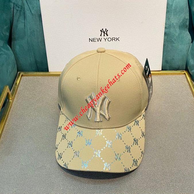 MLB NY Holomonogram Logo Adjustable Cap New York Yankees Hat Khaki