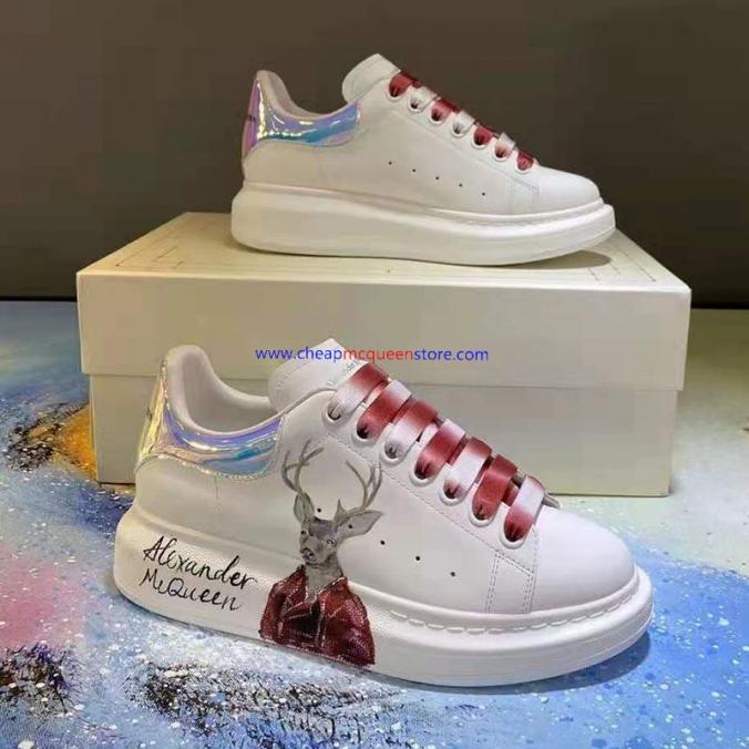 Alexander Mcqueen Oversized Sneakers with Doodle Fawn White