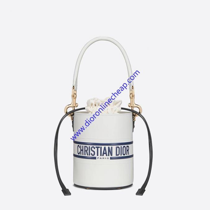 Small Dior Vibe Bucket Bag Smooth Calfskin White