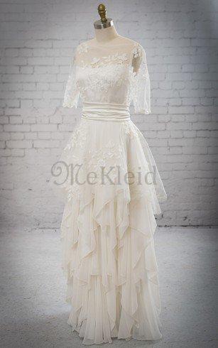 Strand Luxus Informelles Brautkleid mit Schleife mit Applike