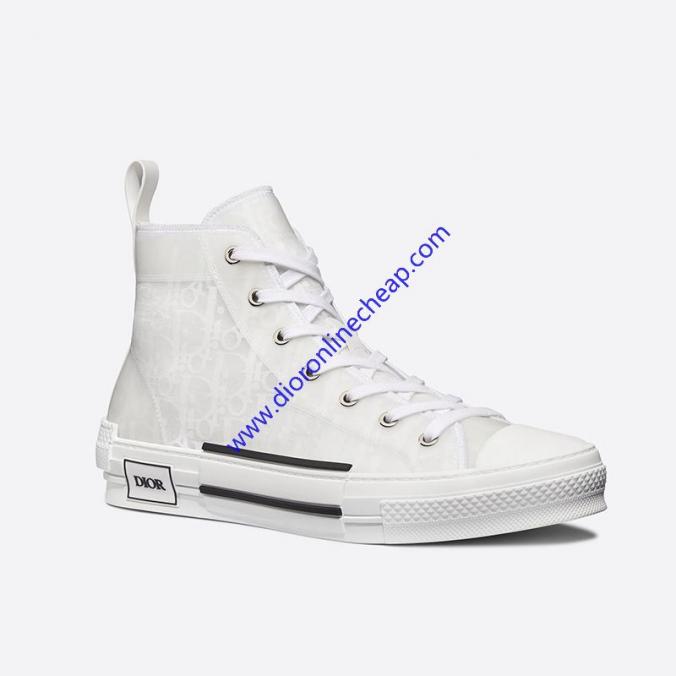 Dior B High Top Sneakers Unisex Oblique Canvas White