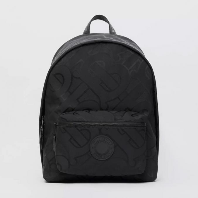 Burberry Monogram Recycled Polyester Jacquard Backpack Black