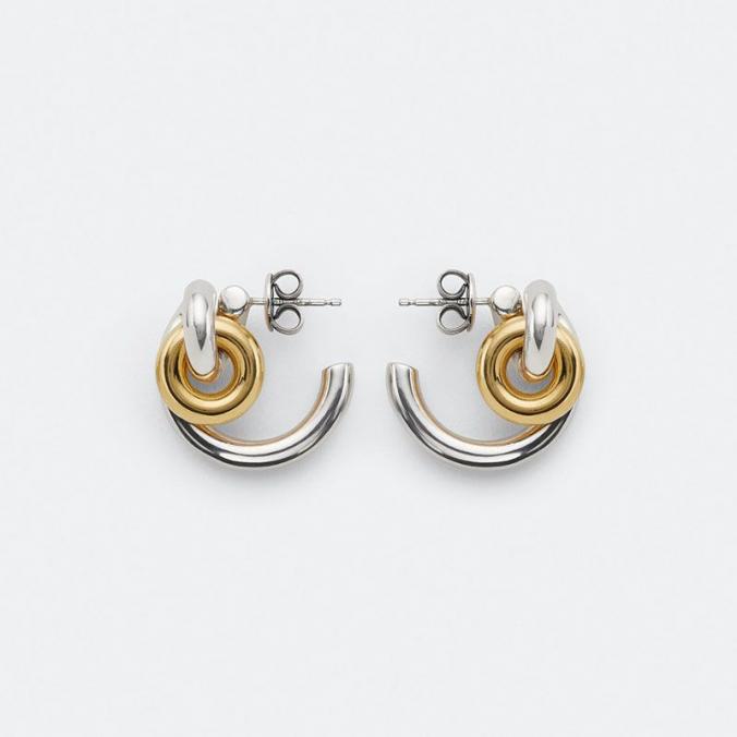 Bottega Veneta Loop Earrings In Metal Silver/Gold