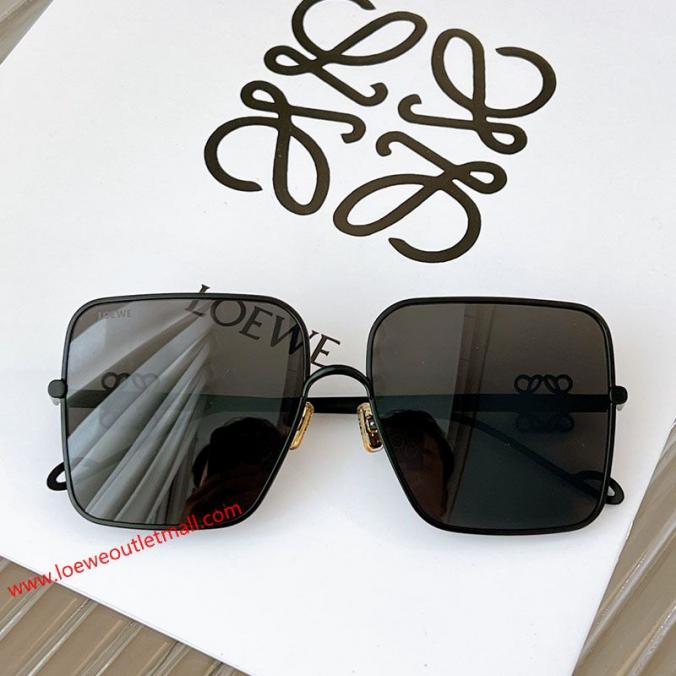 Loewe LWU Anagram Square Metal Sunglasses In Black