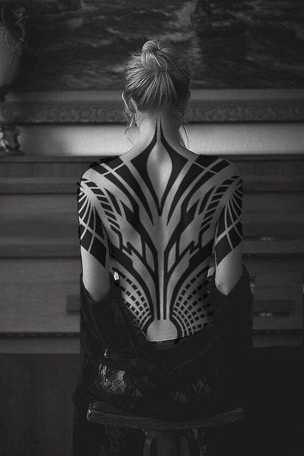 Fullback blackwork with intricate patterns for women