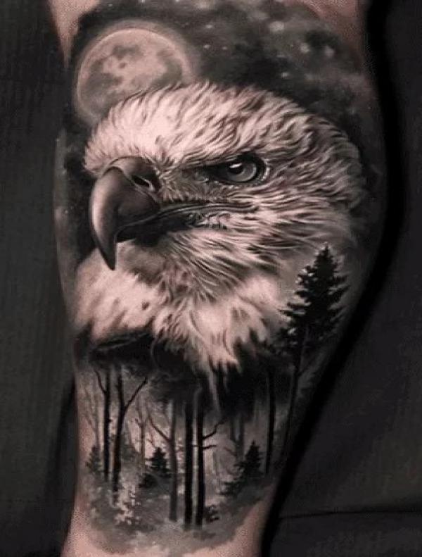 Eagle and forest tattoo