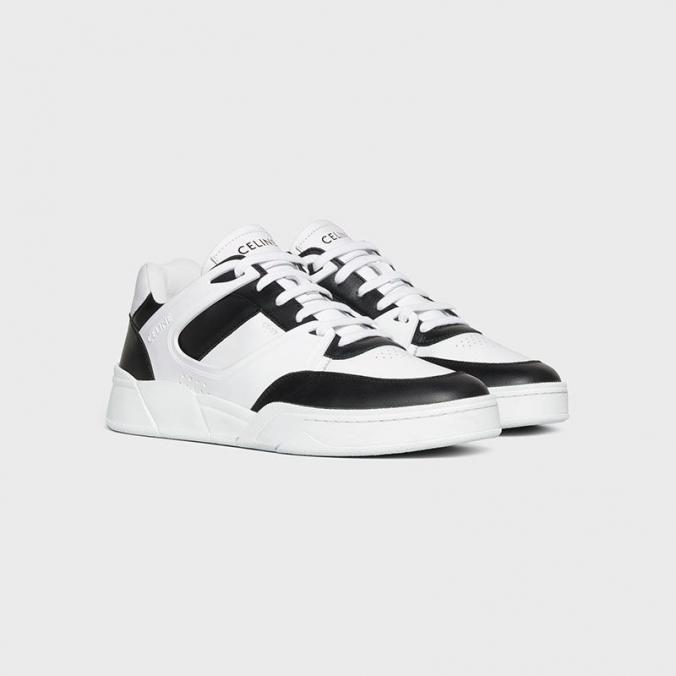 Celine CT  Trainer Low Lace Up Sneakers Unisex Calfskin White/Black