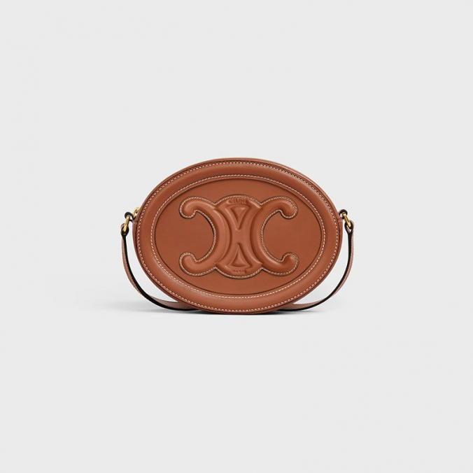 Celine Small Oval Bag in Smooth Calfskin with Cuir Triomphe Brown