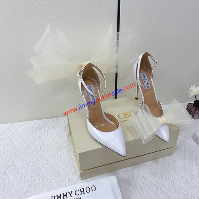 Jimmy Choo Averly  Pumps Calf Leather With Oversized Mesh Bows White