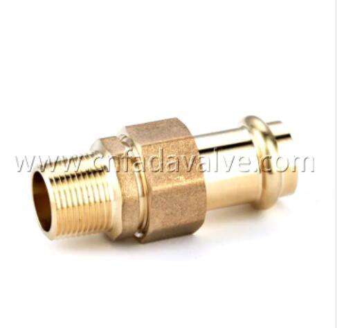 Brass Male Union, Press X MPT Press Joining(https://www.fadavalve.com/product/press-fit-brass-unions/fada-lead-free-press-fittings-brass-male-union-press-x-mpt-press-joining.html)
Features
• Lead Free Brass
• Press-to-Connect
• No Flame, Solder or Flux
• Can be installed underground
• NSF/ANSI 61 and NSF/ANSI 372 Approved