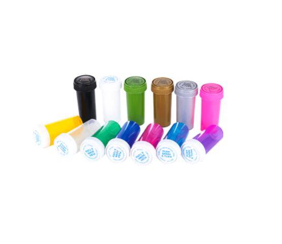 REVERSIBLE CAP BOTTLES（https://www.dwplastic.com/product/marijuana-packaging/reversible-cap-vials-133.html）
Reversible Cap Vials got its name from the dual purpose cap. It offers a Push-down and turn option to open and close the container, also known as child resistant. Reverse Caps are great for dispensary supply, it keeps the medication moisture resistant and has a odor proof design.
 Dual purpose means the cap has child-resistant cap function on one side and non-lock screw cap function on the other side of the cap. In addition, we can produce any kinds of color for the vials and caps according to customer's demand.
Reversible cap vials fit varied 7 amounts of medication from 8 Dram to 60 Dram.

Airtight, Moisture Resistant, and Odor Proof Design.
-FDA Compliant Clarified Polypropylene.
-Available in Clear or UV resistant colors
Push Down and Turn Caps. Child Resistant.
Caps are packed with vials in seperate plastic bags
