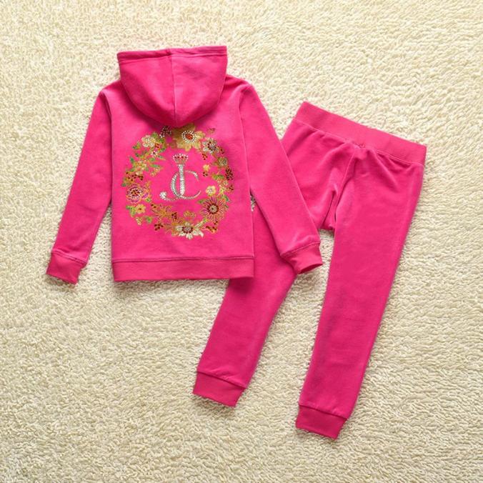 Juicy Couture Floral Crowned JC Velour Tracksuits  2pcs Baby Suits Rose