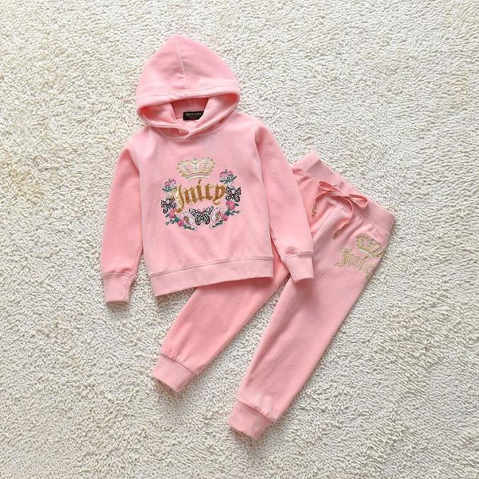 Juicy Couture Butterfly Floral Velour Tracksuits  2pcs Baby Suits Pink