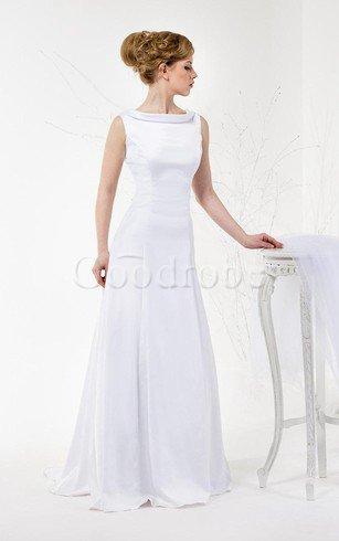 Robe de mariée plissage col en v foncé de col haut en satin longueur au ras du sol