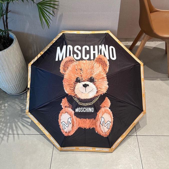 Moschino Fur Teddy Bear  Folding Umbrella Black