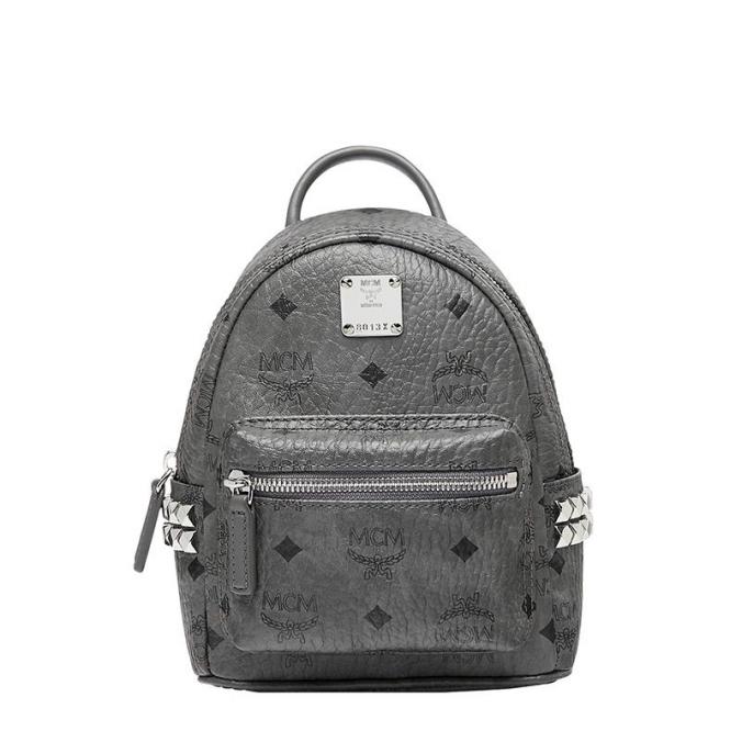 MCM X Mini Stark Side Studs Backpack In Visetos Grey
