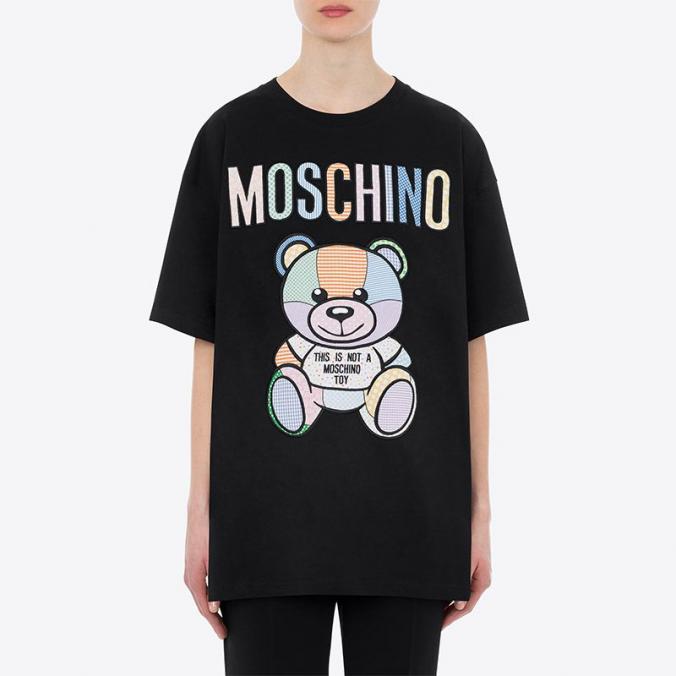 Moschino Patchwork Teddy Bear T Shirt Black
