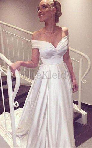 A Linie Reißverschluss Romantisches Sittsames Brautkleid mit Kurzen Ärmeln