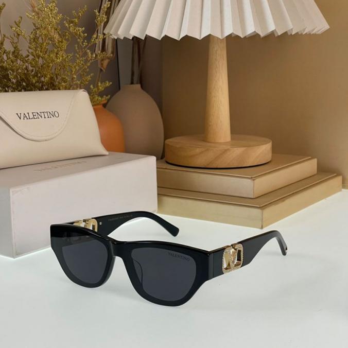 Valentino VA Squared Sunglasses Acetate Frame with Vlogo Crystals Black/Gold