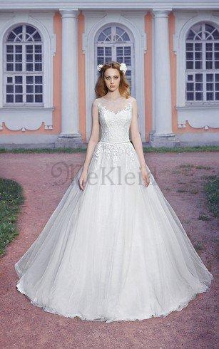 Tüll Schlüsselloch Rücken Natürliche Taile Duchesse Linie Bodenlanges Brautkleid