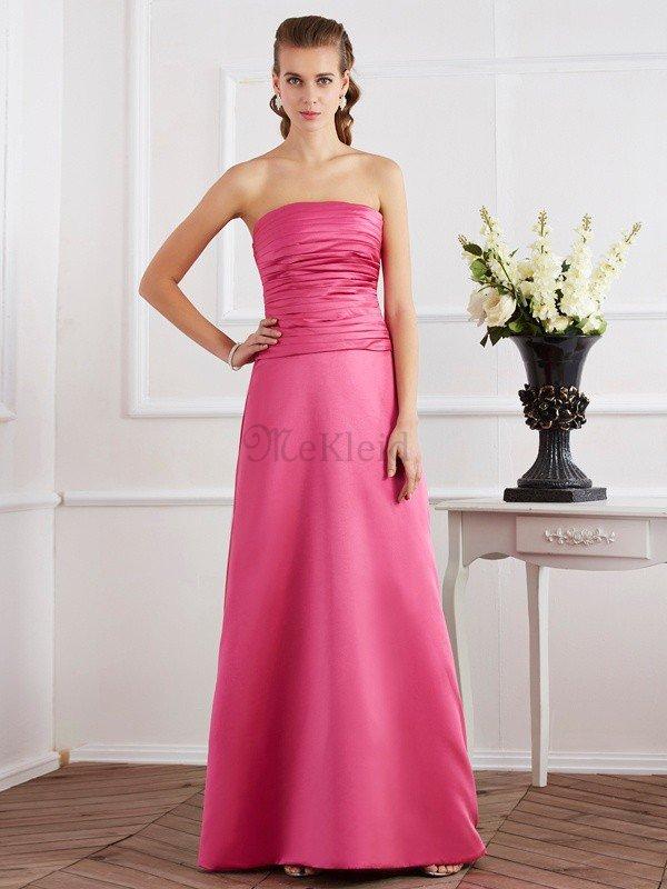 Plissiertes Ärmelloses Normale Taille Satin Anständiges Abendkleid