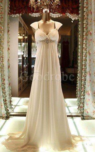 Robe de mariée plissé simple au drapée avec perle jusqu'au sol