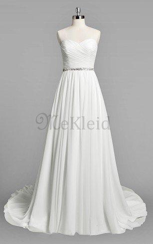 Strand Chiffon Sweep Zug Luxus Brautkleid mit Herz Ausschnitt