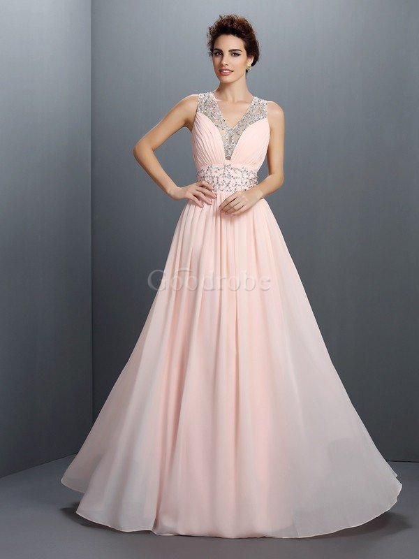 Robe de bal longue de princesse longueur au niveau de sol ligne a en chiffon