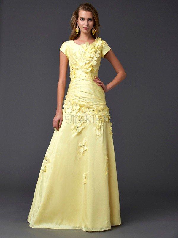 Kurze Ärmeln Etui Normale Taille Sittsames Bodenlanges Abendkleid